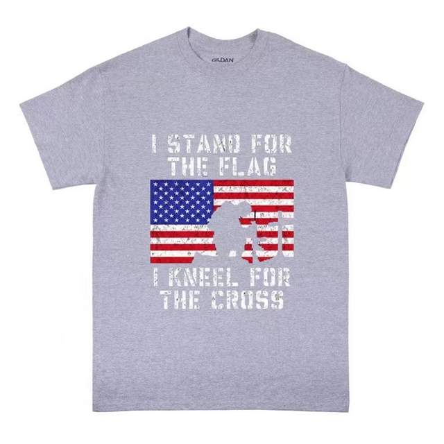 I Stand For the Flag Kneel For the Cross Sports Gray T SHIRTs XXL