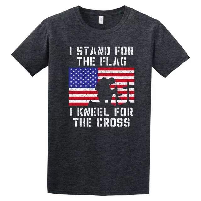 I Stand For the Flag Kneel For the Cross Dark Heather T SHIRT XXL