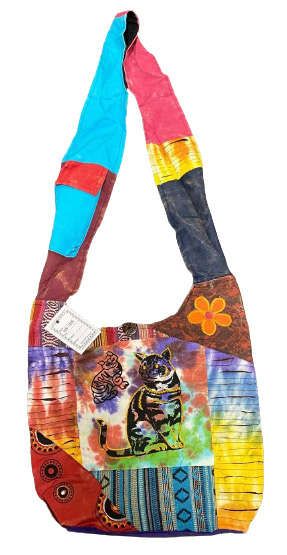 TIE DYE Black Cat Razor cut hobo bags