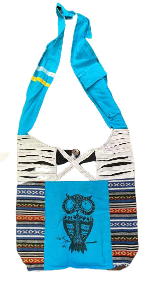 Turquoise Owl RAZOR cut patch handmade Hobo bags