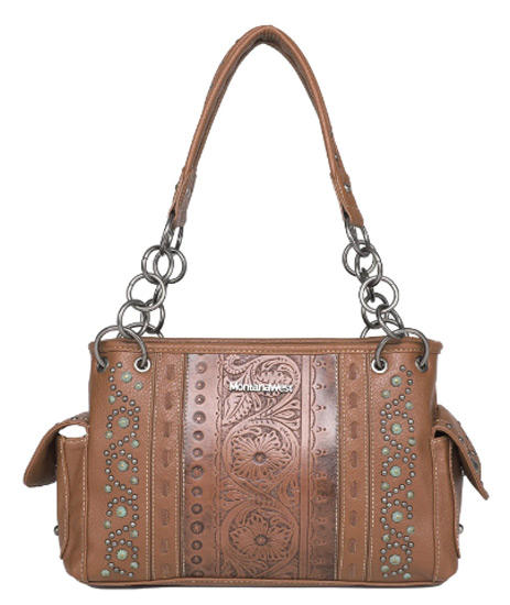 Montana West Embossed Collection Concealed Carry SATCHEL Brown