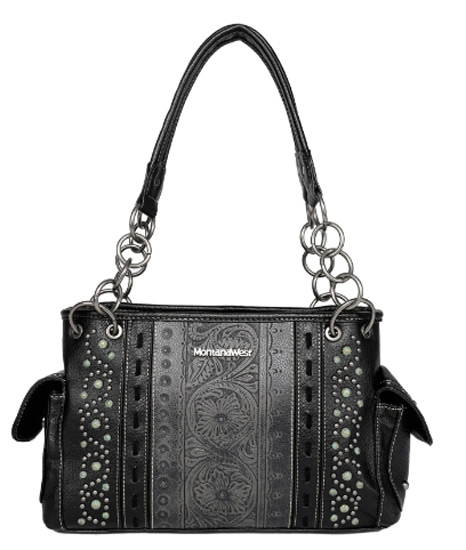 Montana West Embossed Collection Concealed Carry SATCHEL Black