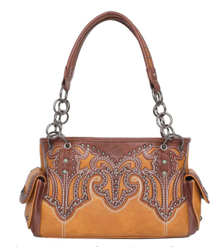 Montana West Embroidered Collection Concealed Carry SATCHEL Brown