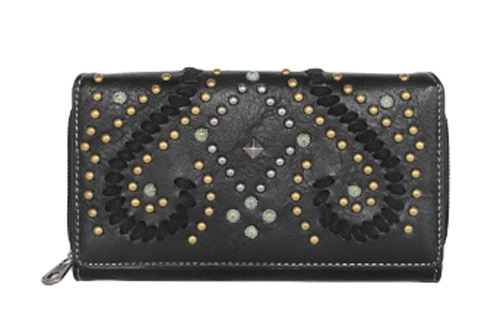 Montana West Whipstitch Collection WALLET Black