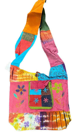 Large front pocket FLOWERS embroidery handmade hobo bags