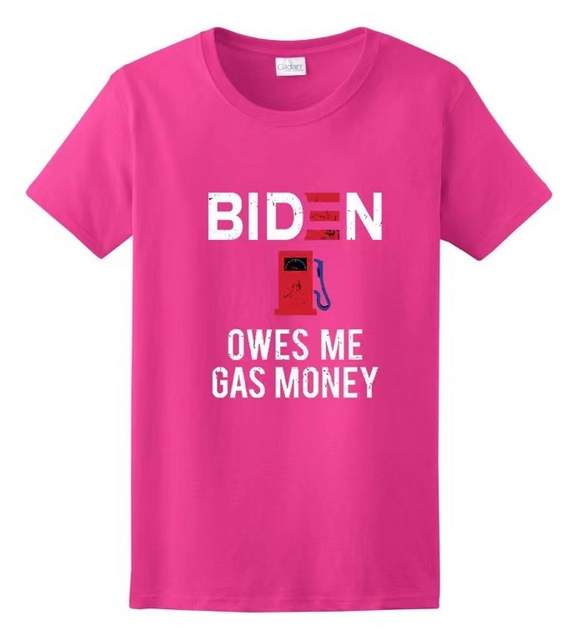 Wholesale BIDEN OWES GAS MONEY T-SHIRT Pink Color