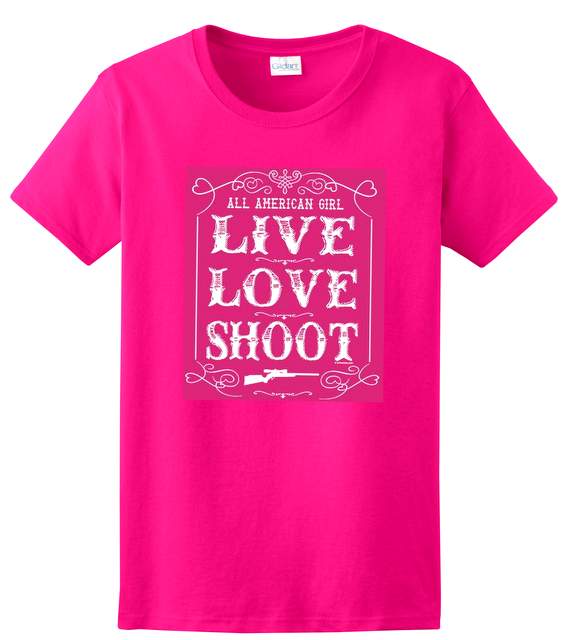 Wholesale  LIVE LOVE SHOOT Pink color T-SHIRT