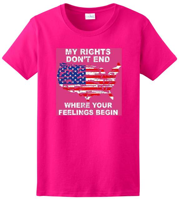 Wholesale MY RIGHT DON'T END Pink T-SHIRT XXL