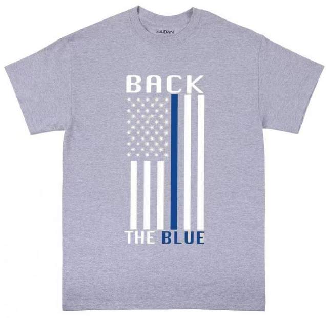 Wholesale Sports Grey color T-shirt Back the Blue line POLICE