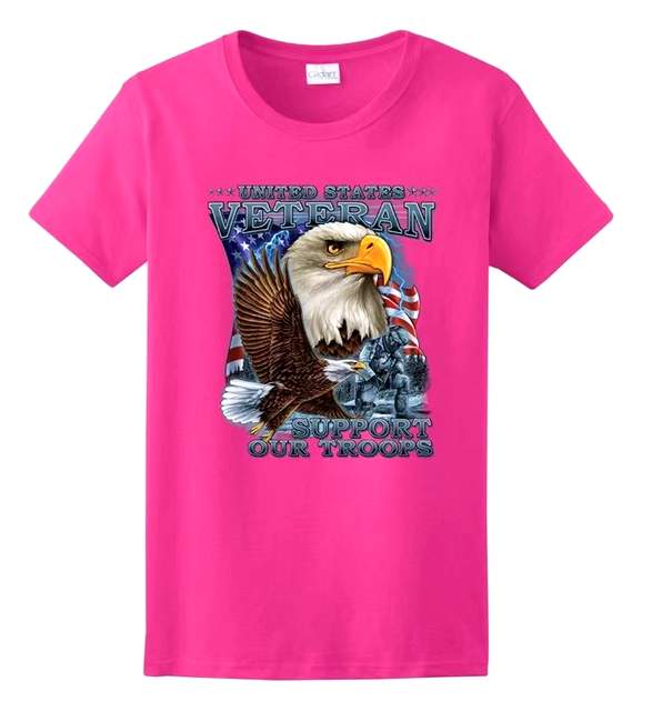 Wholesale U.S. VETERAN SUPPORT Pink Color T-SHIRT