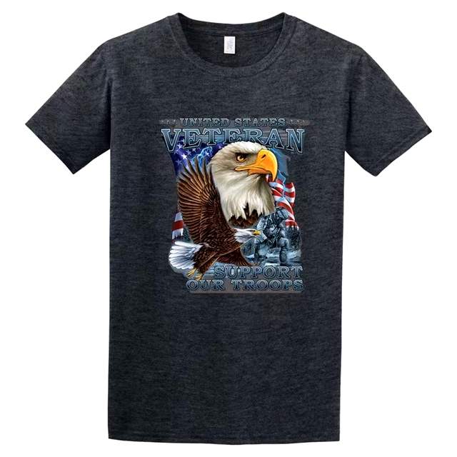 Wholesale U.S. VETERAN SUPPORT Dark Heather Color T-shirt