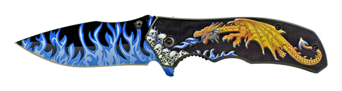 4.75'' Spring Assisted Dragon's Breath Folding POCKET KNIFE with B