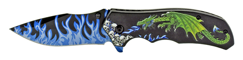 4.75'' Spring Assisted DRAGON's Breath Folding Pocket Knife with B