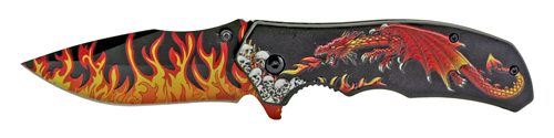 4.75'' Spring Assisted DRAGON's Breath Folding Pocket Knife with B