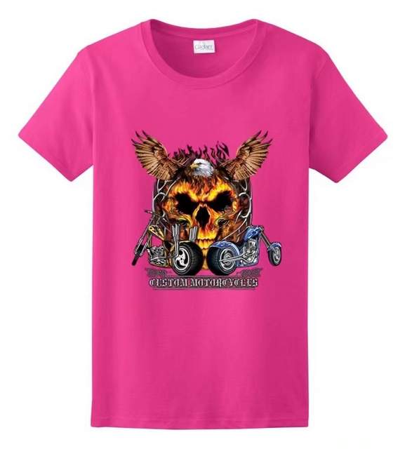 Wholesale EAGLE SKULL RIDES Pink Color T-shirts