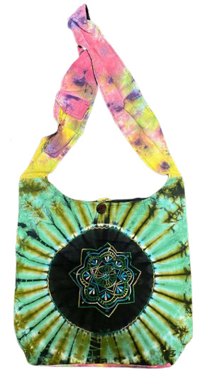 Wholesale Handmade TIE Dye Hobo Bags Embroidered Flower Center