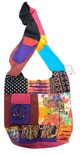 Handmade Tie Dye peace sign pocket tiger graphic hobo BAGS