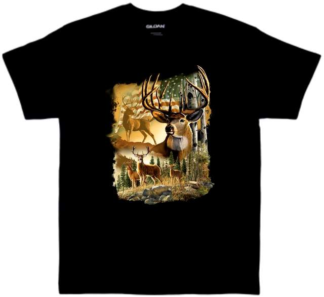 Wholesale AMERICAN DEER Black color T-shirts XXXL