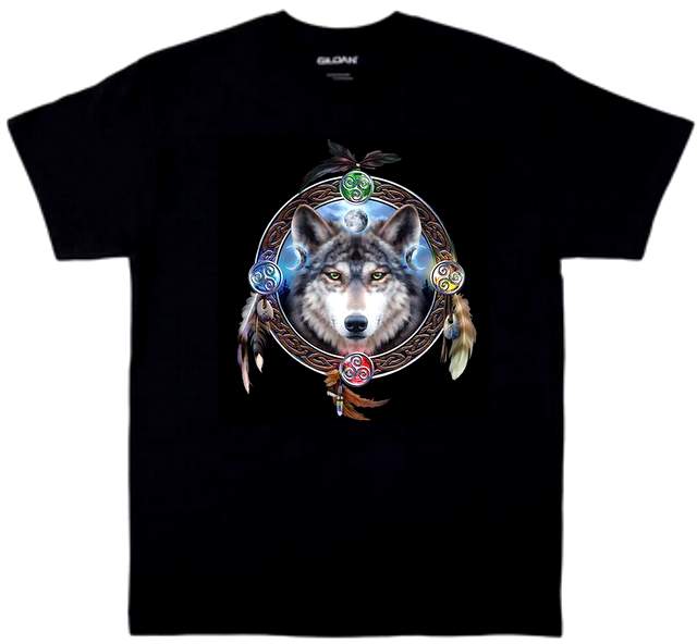 Wholesale CELTIC WOLF GUIDE Black Color T-shirts XXL