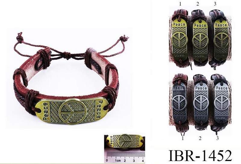 Wholesale Peace Sign Faux Leather Bracelet