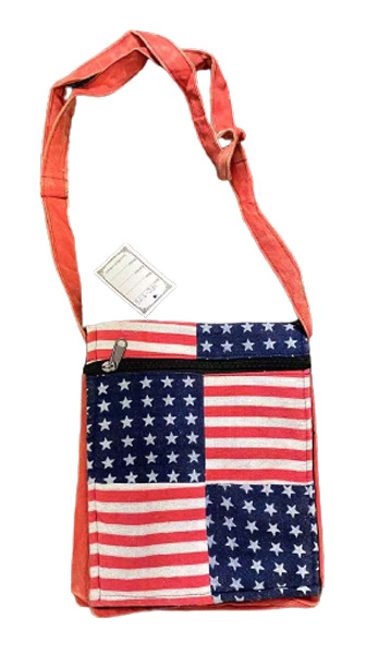 Wholesale USA FLAG With Zipper Pocket Handmade sling Bag