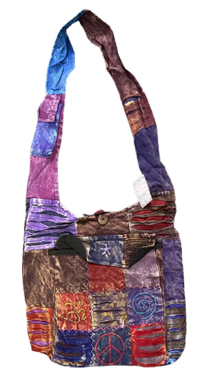 Wholesale Large Front Pocket Patchwork Peace TIE Dye Hobo Bag
