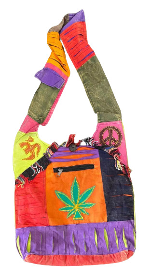 Wholesale Peace SIGN Marijuana Leaf Front Zipper Hobo Bag