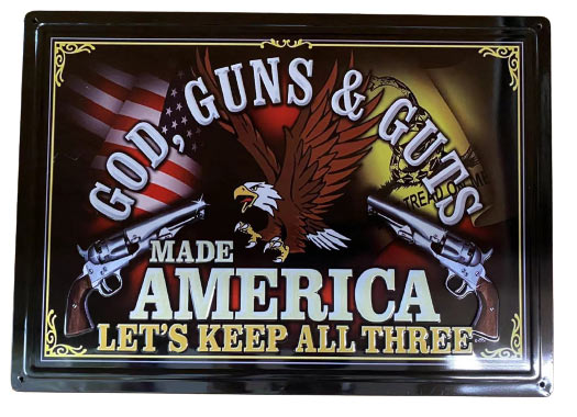 Wholesale Retro metal Tin SIGN Wall Poster God Gun Guts