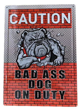 Wholesale Retro metal TIN SIGN Wall Poster Caution Bad Ass Dog