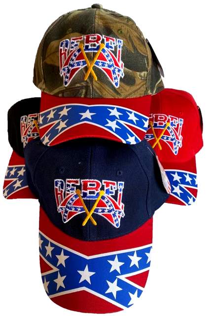 Wholesale Rebel With Two FLAG Baseball Cap/Hat