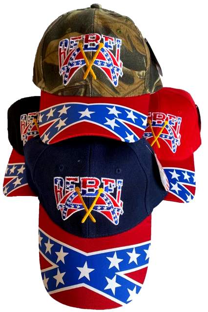 Wholesale REBEL With Two Flag Baseball Cap/Hat