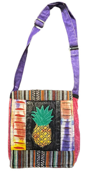 Pineapple tie dye RAZOR cut small handmade sling bag