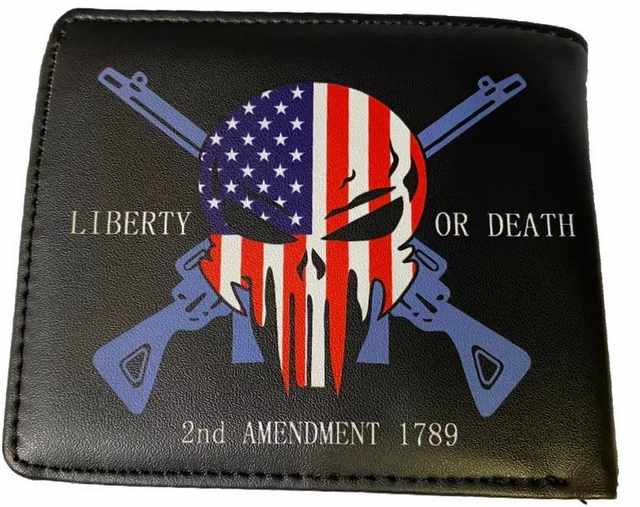 Man Bi-Fold Faux Leather Wallet (Liberty Or Death)