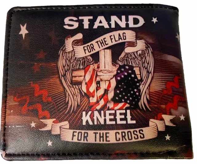 Man Bi-Fold Faux Leather Wallet (Stand For the Flag)