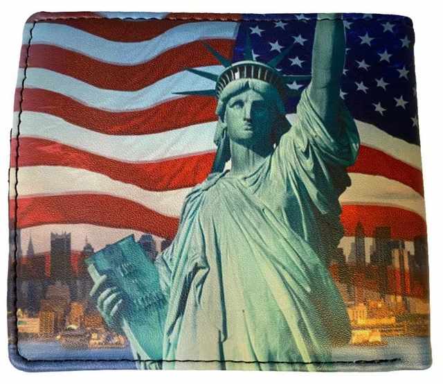 Man Bi-Fold Faux LEATHER Wallet (Statue of Liberty)