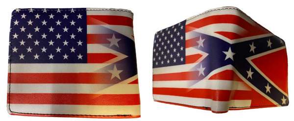 Man Bi-Fold Faux LEATHER WALLET (USA & Rebel Flag)