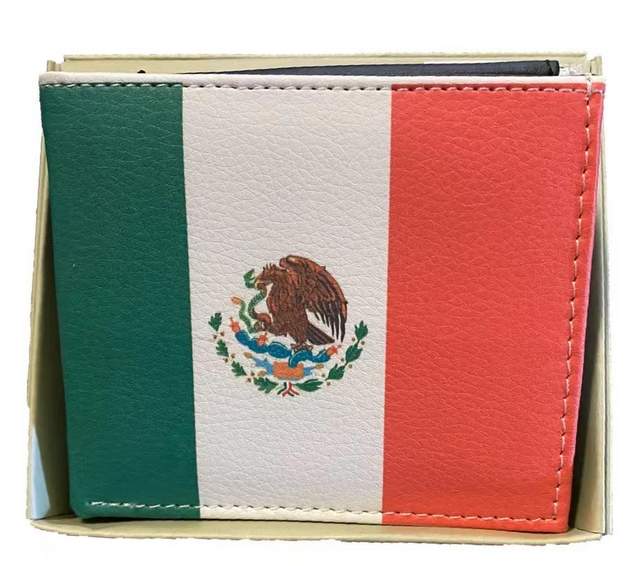 Man Bi-Fold Faux Leather Wallet (Mexican Flag)