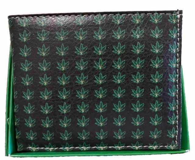 Man Bi-Fold Faux Leather WALLET (marijuana)