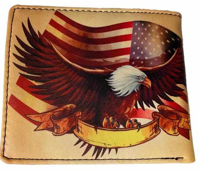 Man Bi-Fold Faux Leather Wallet (USA Eagle)