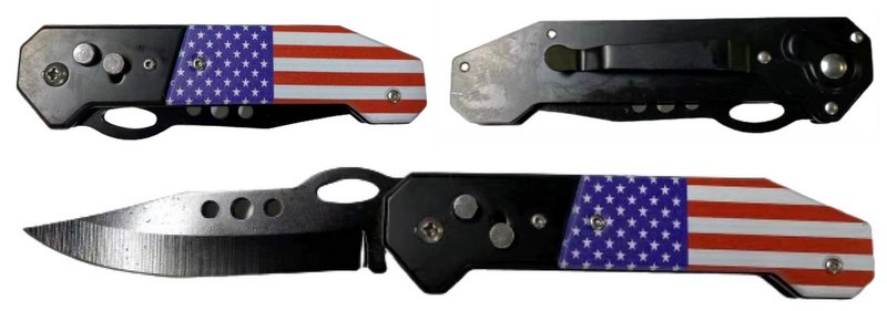 Switch blade Knife USA FLAG