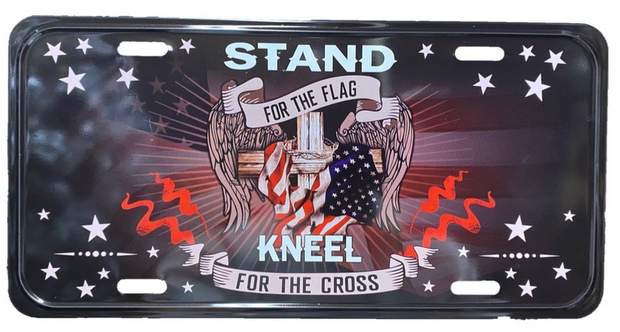 Wholesale License Plate (Stand For The FLAG Kneel For The Cross)