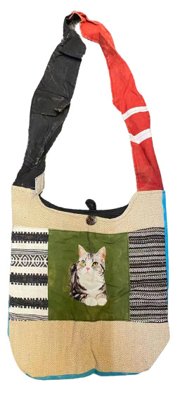 Handmade HOBO bag with cat graphic