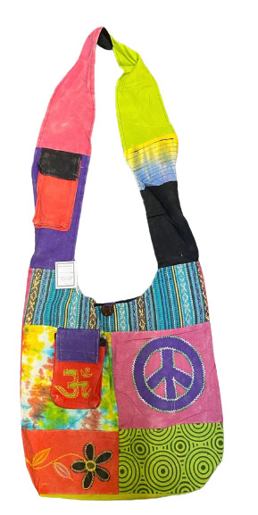 Peace SIGN front pocket patchwork handmade hobo bags