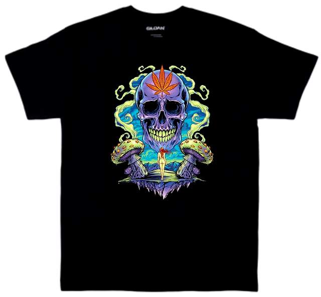 Wholesale Weed SKULL Black color T-shirts