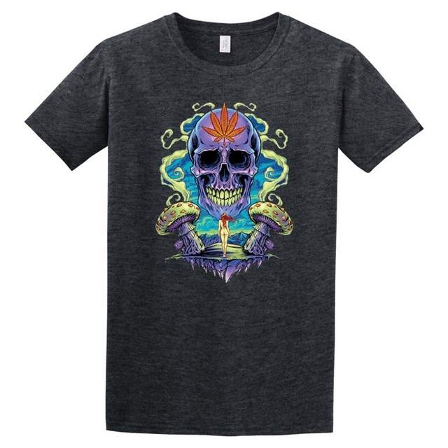 Wholesale Weed SKULL Dark Heather color T-shirts