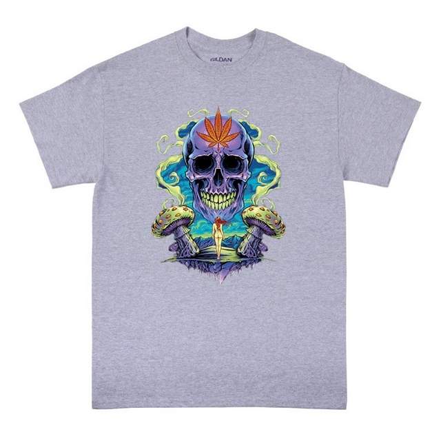 Wholesale Weed SKULL Sports Grey color T-shirts