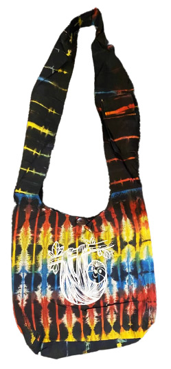 Tie Dye Sloth graphic handmade hobo BAGS