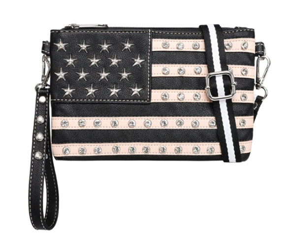 Montana West American Pride Collection Clutch/Crossbody Black