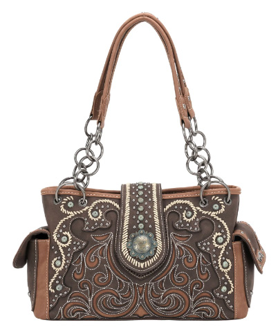 Montana West Concho Collection Concealed Carry SATCHEL Coffee