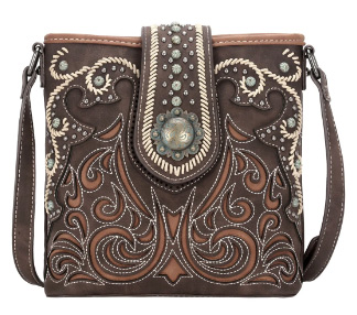 Montana West Concho Collection Concealed Carry Crossbody COFFEE
